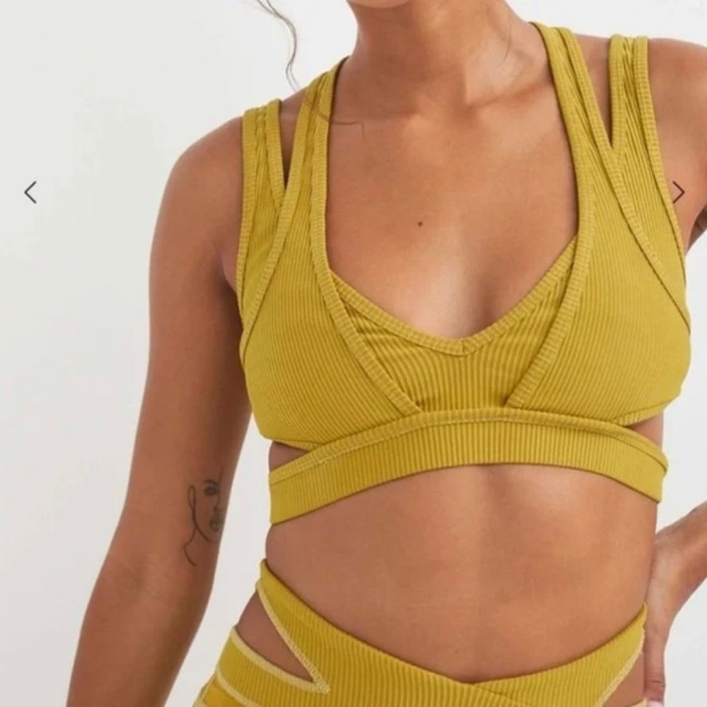 For Love And Lemons Cutout Ribbed Mustard Set